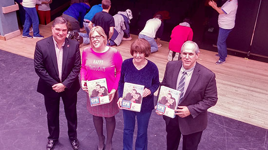 Pictured from left are Steve Gassner, chairman of the AHA/ASA advisory board; Amanda Larson, president of The Gorman Foundation; Joanne Larson, chairman of the Board of Trustees for The Gorman Foundation; and Ron Spadafora, superintendent of the Oneida City School District.