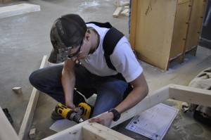 Nick Most, of Endwell, Broome-Tioga BOCES, competes in the carpentry portion of the event.