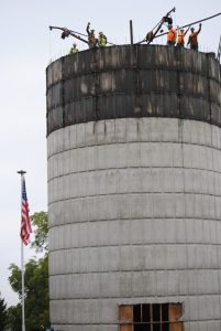 The 113.5 pedestal being constructed on Buyea Rd. will be topped off with a 122,770 gallon water storage tank. This tank will provide potable water to the landfill campus, future businesses at the Agriculture and Renewable Energy (ARE) Park.