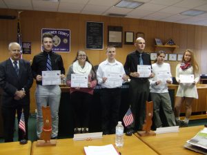 Pictured from left are Peter Manno, Students; Ryan Smith, Cassidy French, Andrew Weiderman, Logan Marrello, Steven Jordan Jr., and Nicole Pickett.