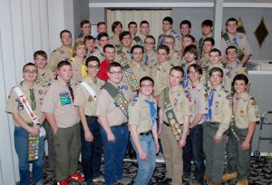 First row: Dauda Knapp of Little Falls; Griffin Darrow of Chittenango; Emmanuel Esparza of Oneida; James Lee of Rome; Brandon Parry of Lake Delta; Matthew Collandra of Washington Mills;  Robert Gustke of Chittenango; Alex Teeter of Chittenango; and Jimi Wadnola of New Hartford. Second row: Colton Fox of Utica; Paul White of Clark Mills; Ben Kilian of New Hartford; Ethan Bailer of Lee Center; Cooper Humpf of Rome; Christopher Salamone of Frankfort; Brandon Schuster of Rome; and William Hilts of Verona. Third row: Jonathan Perry of Chittenango; Christopher Hanrahan of Clark Mills; Kyle Tessier of Chittenango; Dan Knauth of Sauquoit; Jonah Capella of Chittenango; James Aaserud of Canastota; Will Harloff of Cooperstown; and Zack Aaserud of Canastota. Fourth row:  Ryan Pitt of Chittenango; Iain Herring of Sauqoit; Kory Pollicove of Marcy; Kegan Kleeschulte of Unadilla; Joe Rowlands of Rome; Michael Vecchio of Clark Mills; Anthony Birch of Fly Creek; Ryan Auger of West Winfield; and Joseph Taylor of Rome.